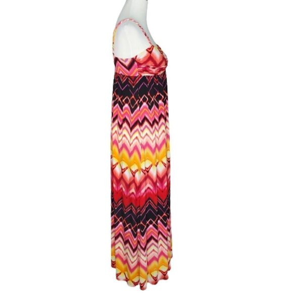 BISOU Bisou Zig Zag Lined Pullover Multi-Color Braided Straps Maxi Dress Size 8 - Picture 5 of 8